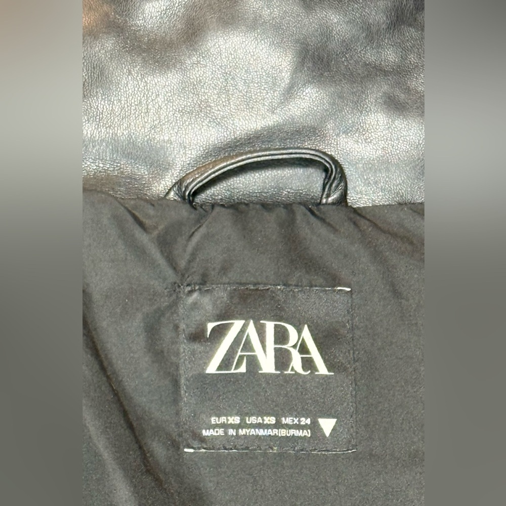 ZARA Faux Leather Puffer Jacket - Picture 8 of 10